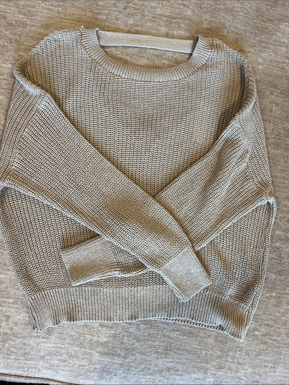 Express Women’s Cozy Crewneck Sweater in Light Beige